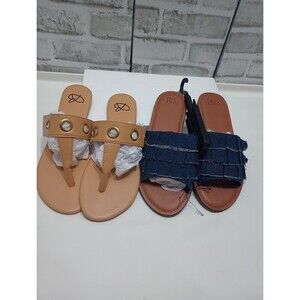 Lot Of Two Thong Slip On Summer Sandals Boblie Brooks/ Time And Tru Sz 8